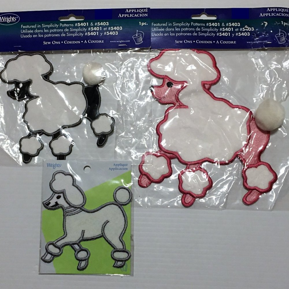 Wrights Sew Ons Applique Poodles Dogs Poodle Skirt Add Ons 2008 - X3